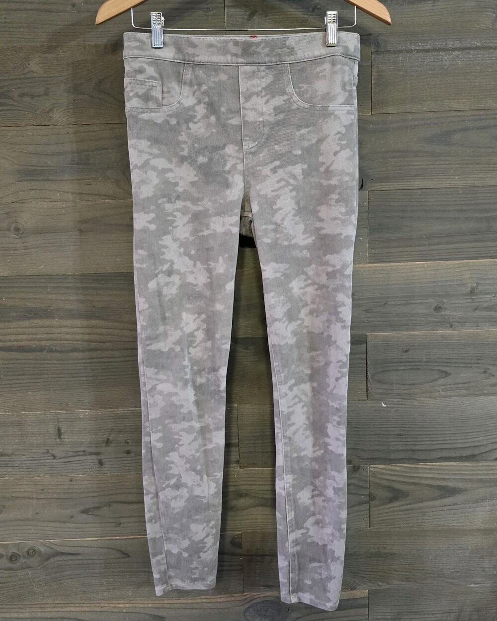 Spanx By Sara Blakely Pants Womens MEDIUM Gray High Rise Camo Pull On Ankle